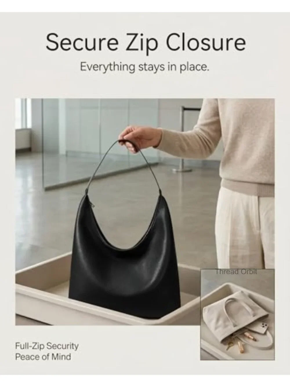 Large Hobo Bag for Women Soft Vegan Leather Shoulder Tote with Zipper